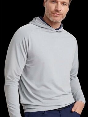 Peter Millar Men's Pine Performance Hoodie in Gale Grey